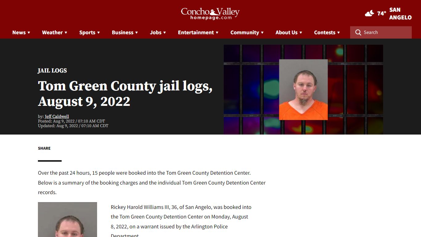 Tom Green County jail logs, August 9, 2022