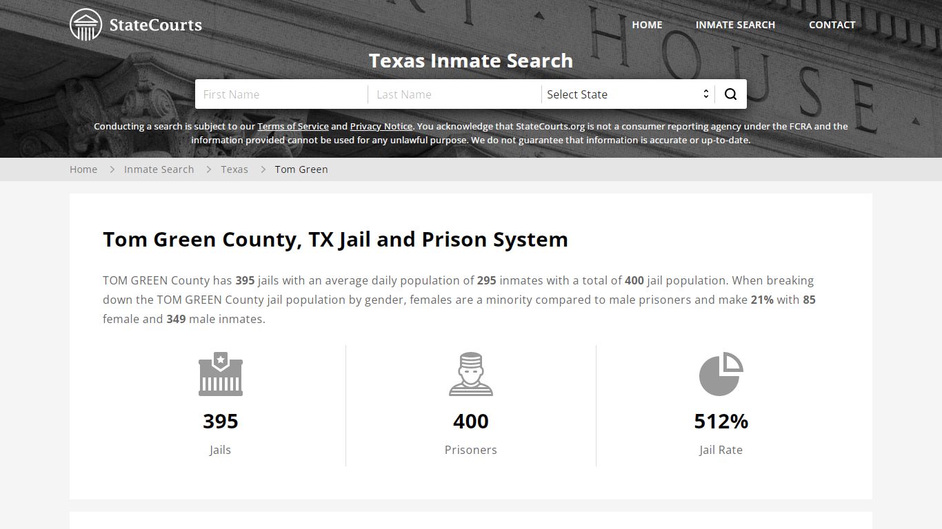 Tom Green County, TX Inmate Search - StateCourts